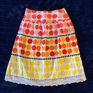 🥳TALBOTS BRAND. MIDI SKIRT. FUN MULTI POLKA-DOTS